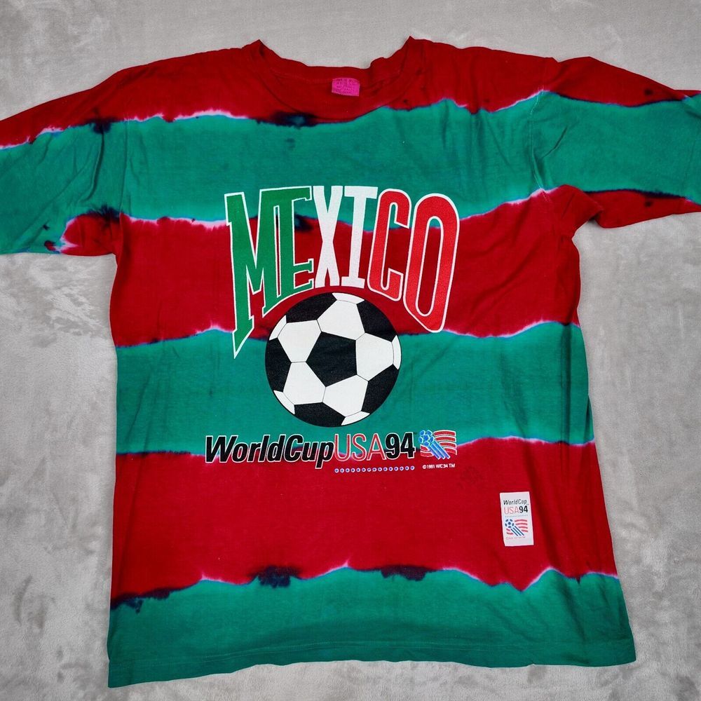 Vintage World Cup 1994 Mexico Soccer T-shirt Mens 2XL Tie Dye Futbol USA 90s